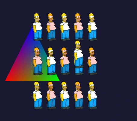 An early render test showing decoded .rgb image data in the custom renderer.