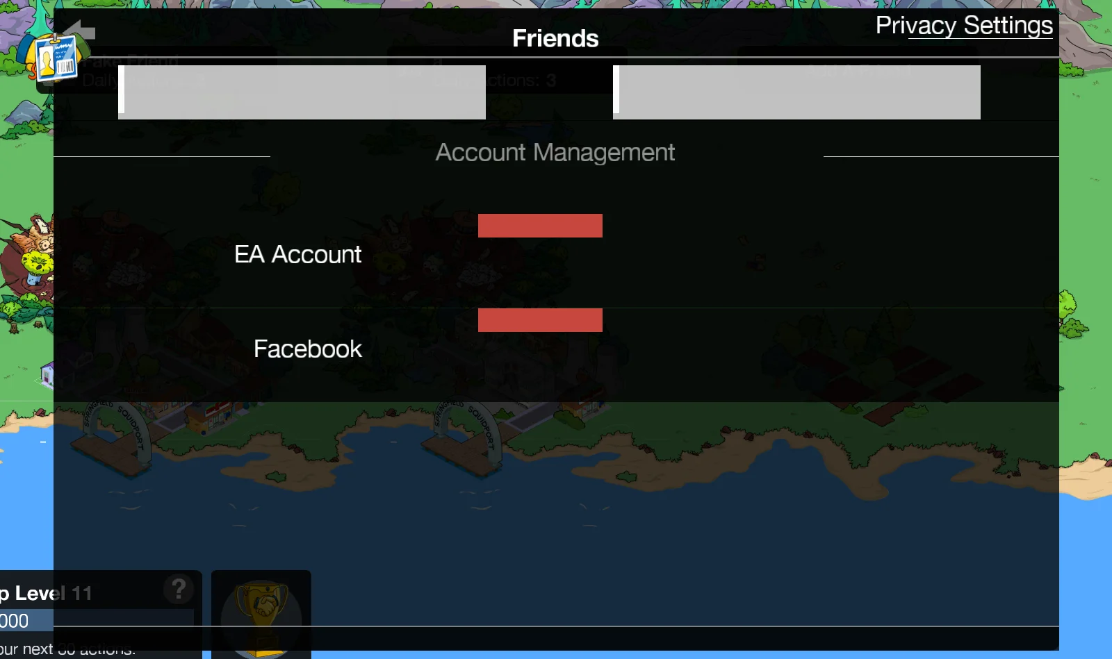 A broken MNT layout render of the account management screen.