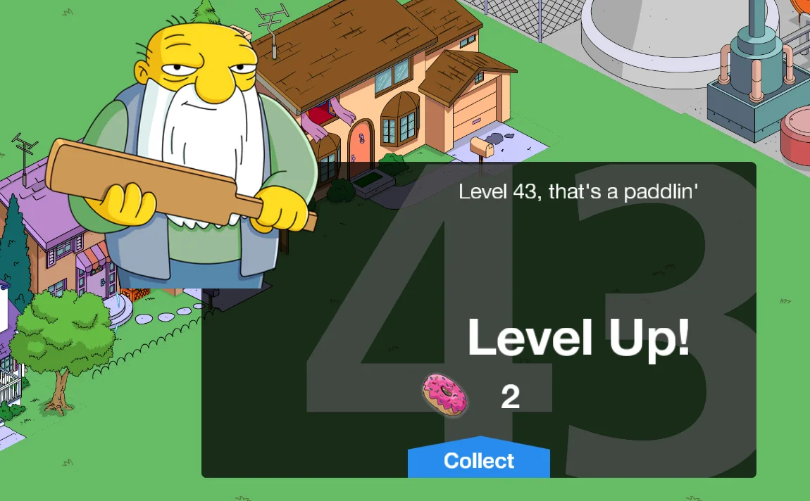 An early implementation of the level-up screen.