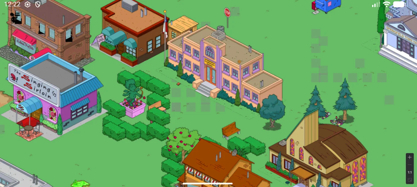 A depth sorting and positioning test, with buildings overlapping incorrectly.